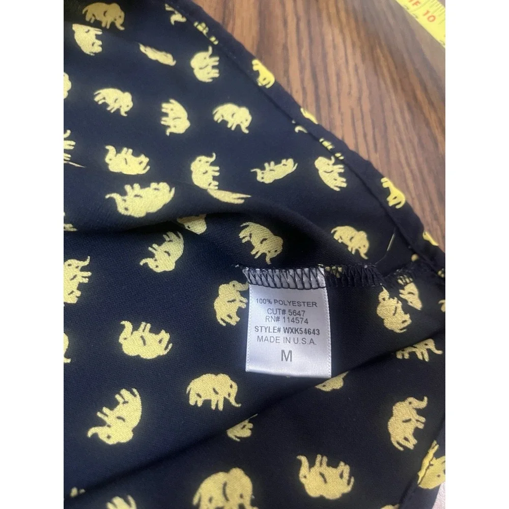 Pleione Elephant Print Tank-Navy Blue/Yellow-Size Medium
